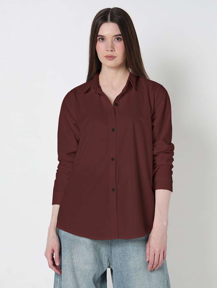 women solid long sleeve relaxed fit shirt - 21979950 -  Standard Image - 1
