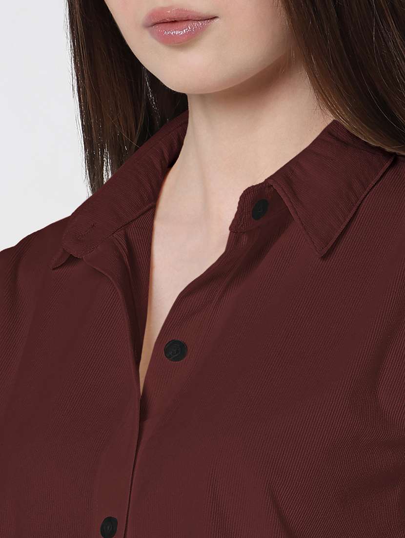 women solid long sleeve relaxed fit shirt - 21979950 - Standard Image - 4