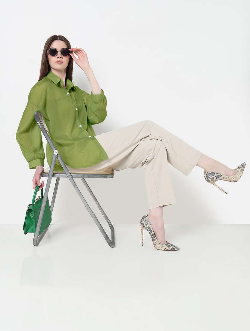 women solid long sleeve relaxed fit shirt - 21979953 - Standard Image - 4