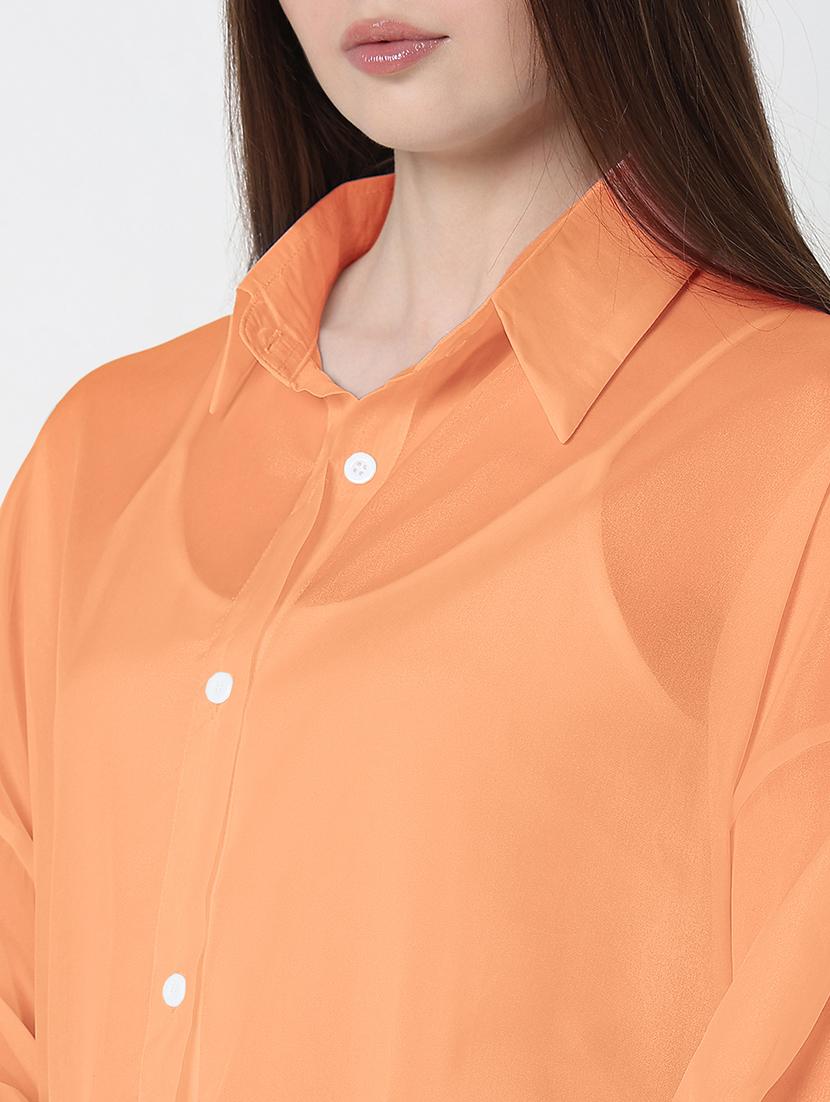 women solid collared long sleeve oversized shirt - 21979954 - Standard Image - 4