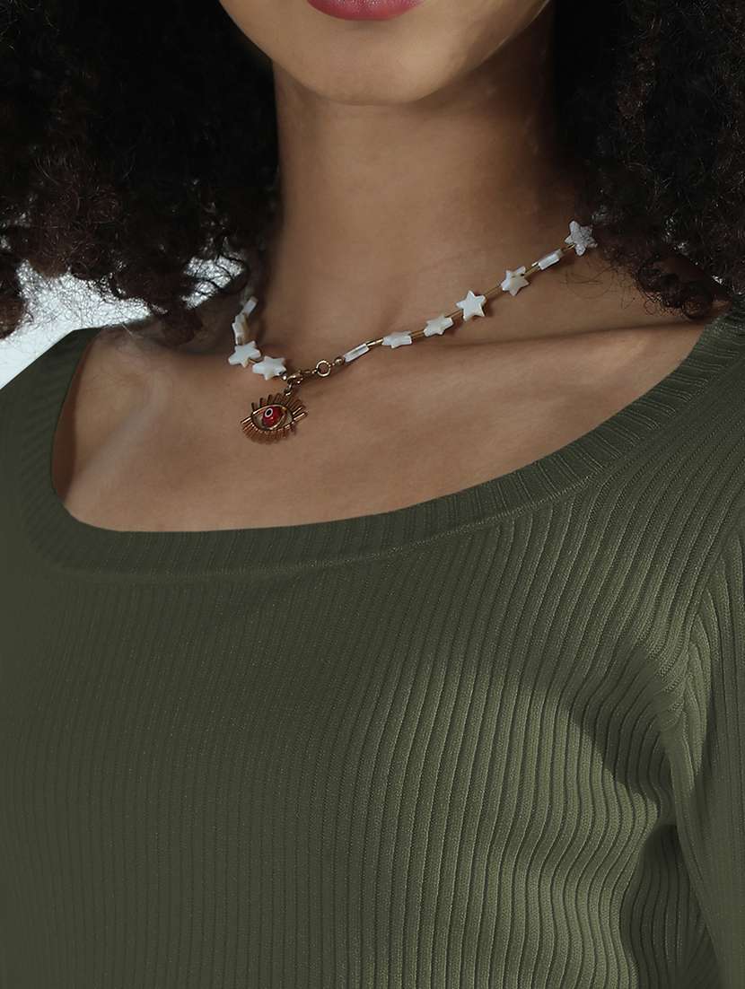 women olive solid long sleeve crop top - 21979962 -  Standard Image - 4