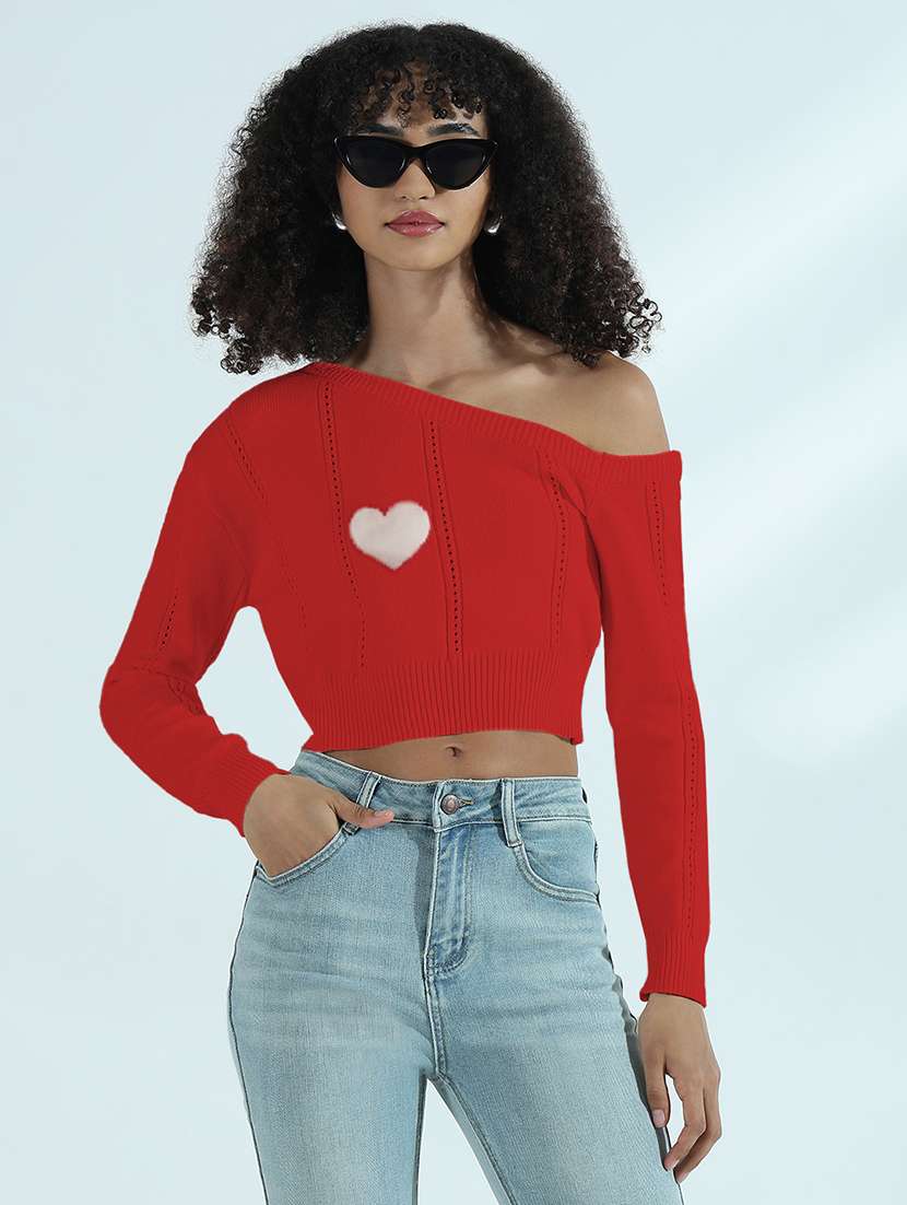 women self designed long sleeve crop top - 21979965 -  Standard Image - 1