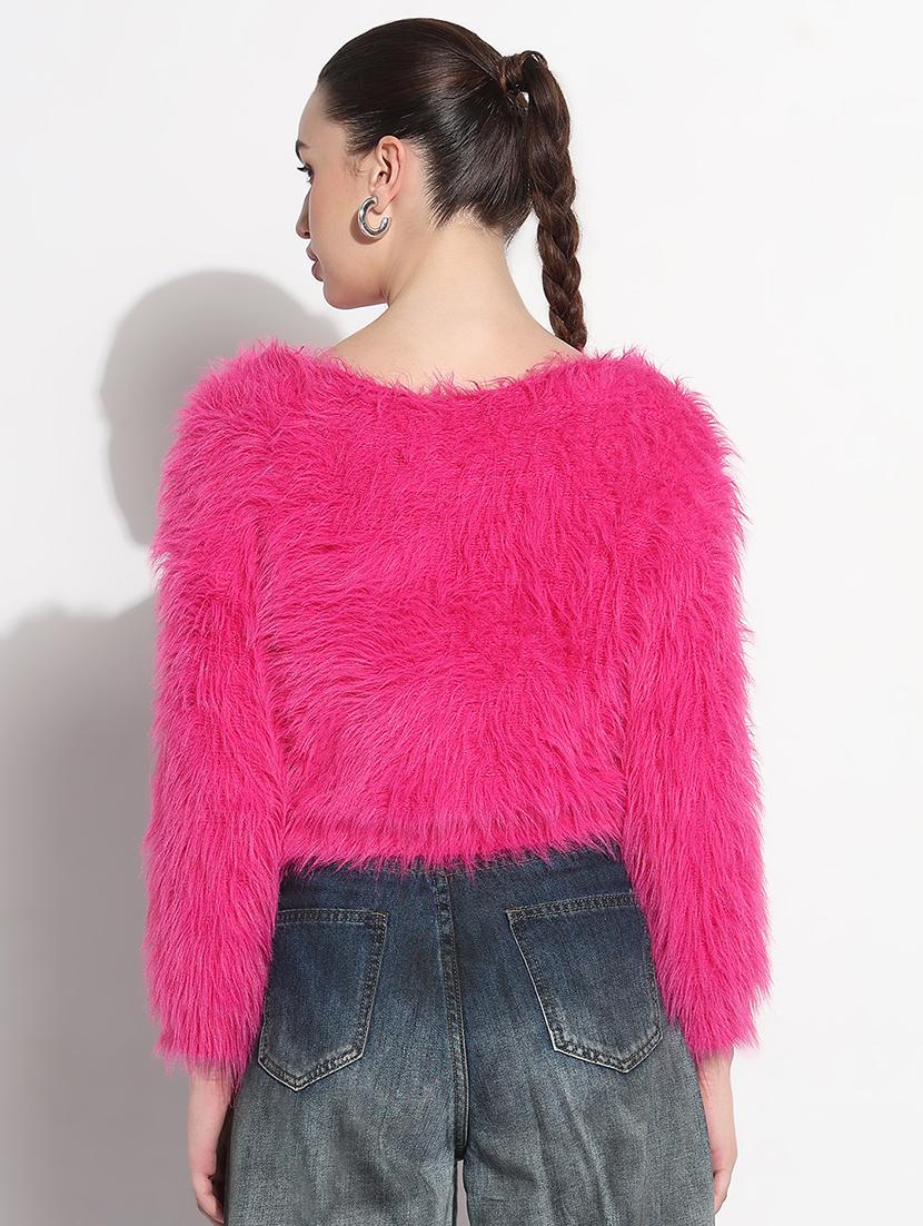 women solid long sleeve crop pullover - 21979983 - Standard Image - 4