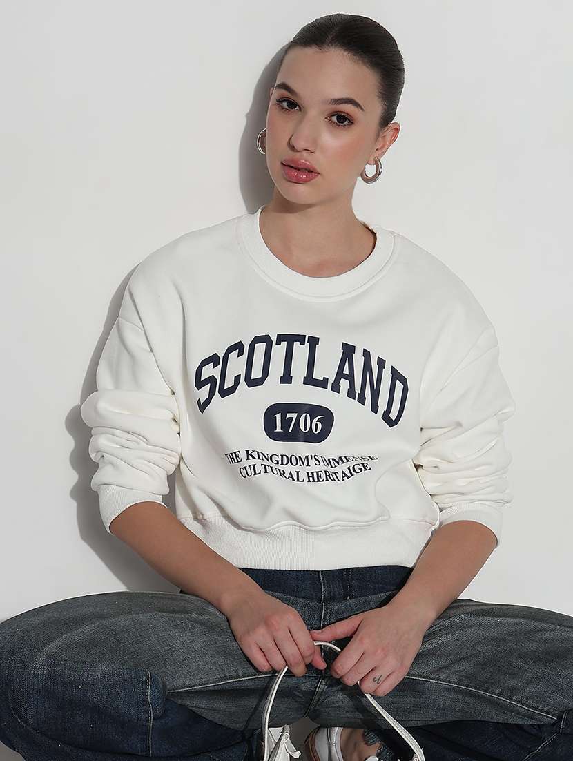 women printed long sleeve crop sweatshirt - 21980001 -  Standard Image - 1