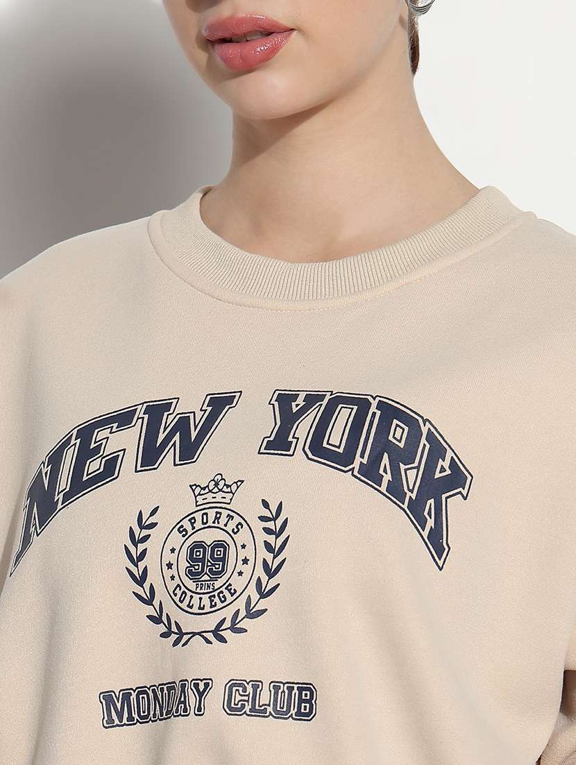 women printed long sleeve crop sweatshirt - 21980004 -  Standard Image - 4