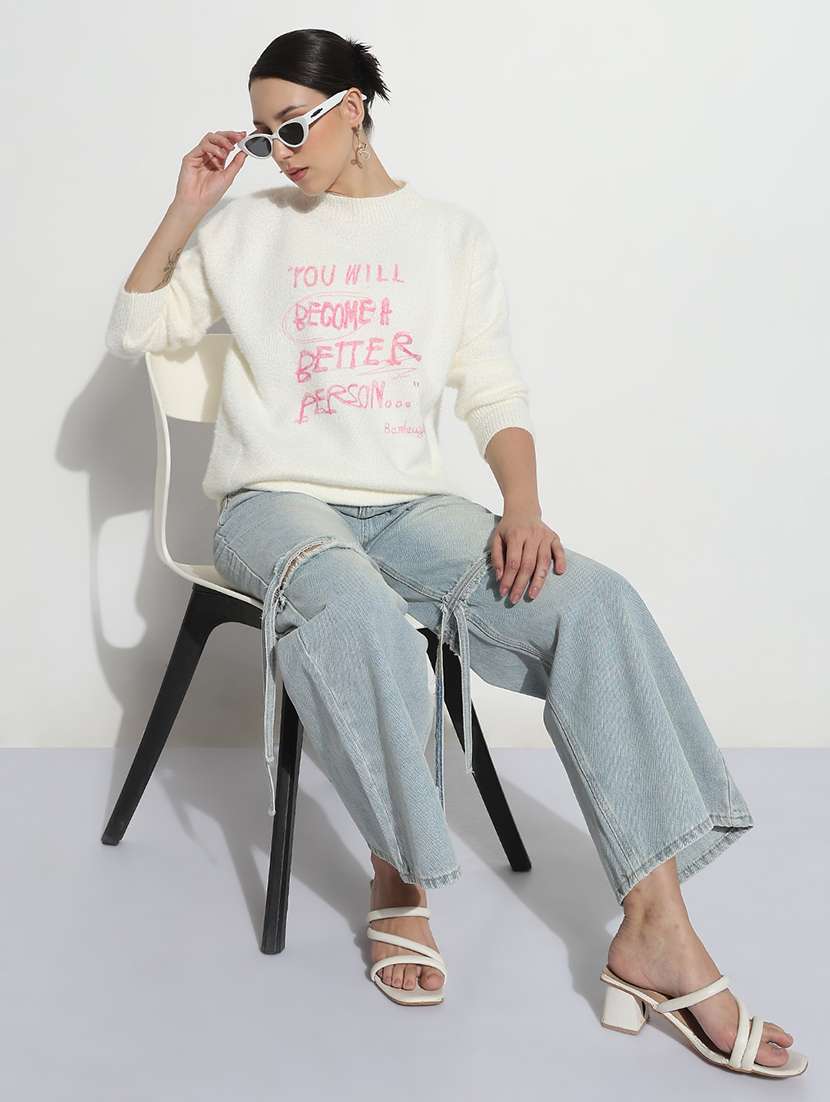 women typographic print long sleeve sweatshirt - 21980006 - Standard Image - 4