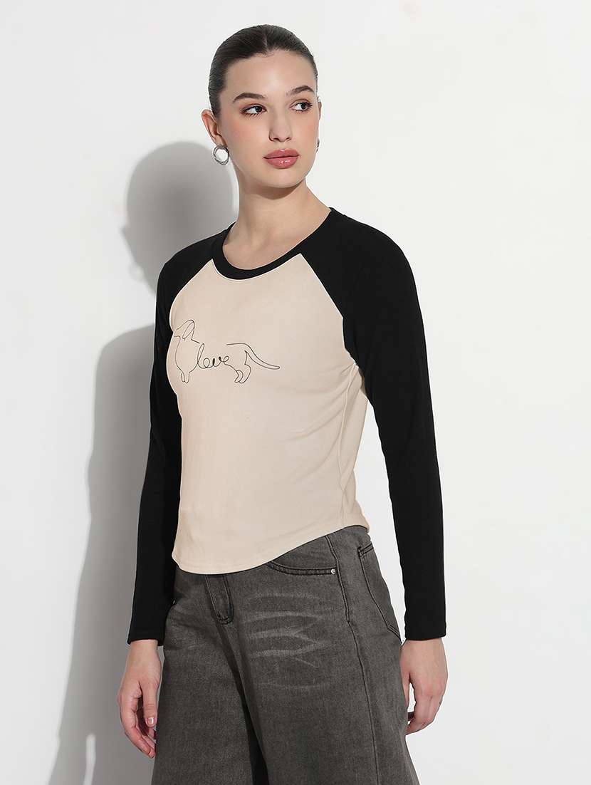 women color blocked long sleeve t-shirt - 21980014 -  Standard Image - 1