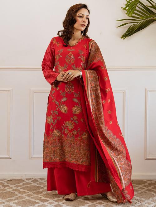 women floral long sleeve kurta pant with dupatta set - 21980031 -  Standard Image - 0