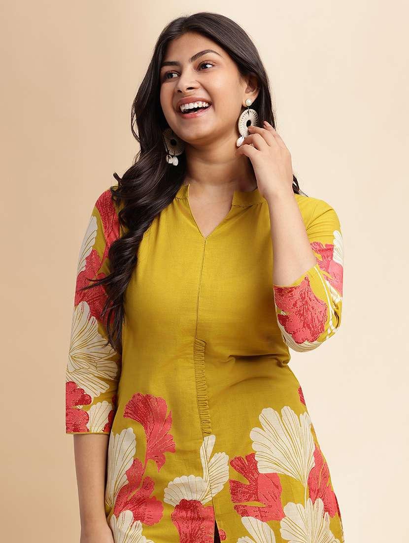 women printed three quarter sleeve ethnic co-ord set - 21980063 - Standard Image - 4