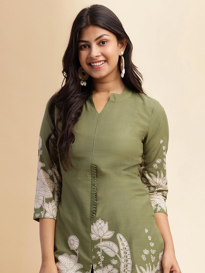 women printed three quarter sleeve ethnic co-ord set - 21980067 - Standard Image - 4