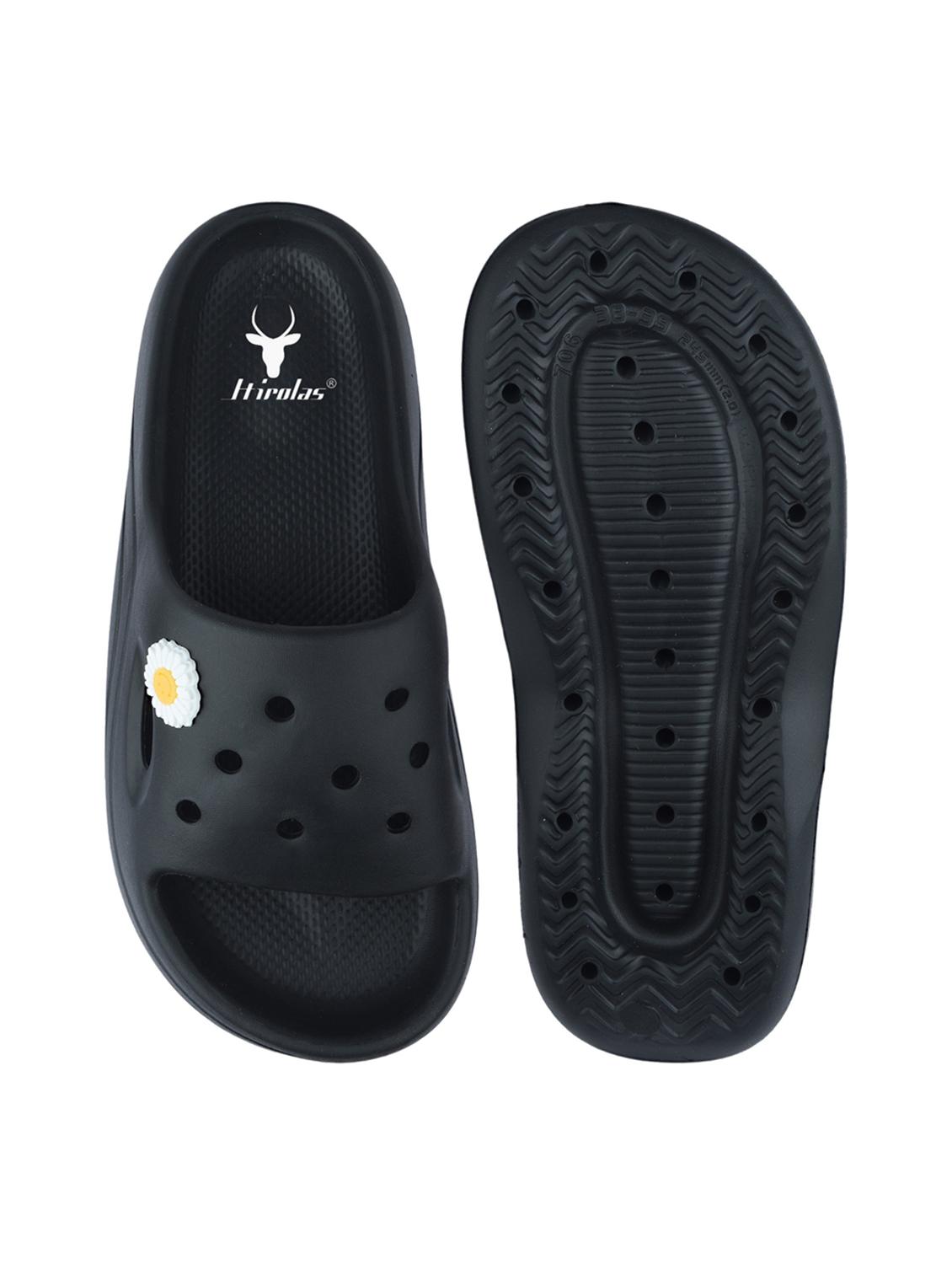 women black solid platform slides - 21980073 - Standard Image - 4