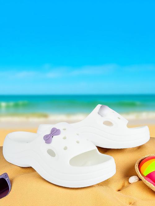 women white solid platforms slides - 21980074 -  Standard Image - 0
