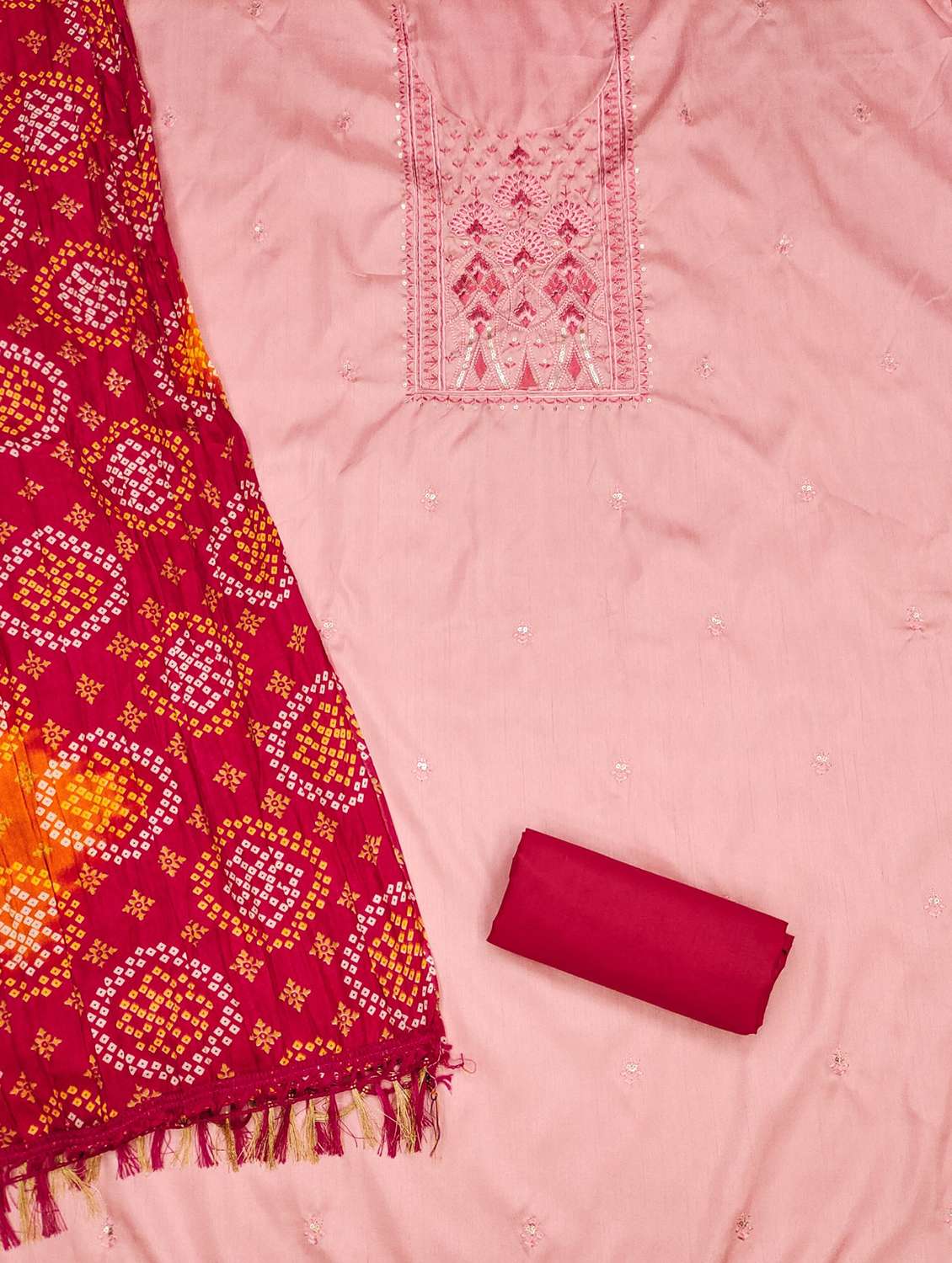 women solid with work embroidered unstitched suit set - 21980078 -  Standard Image - 1