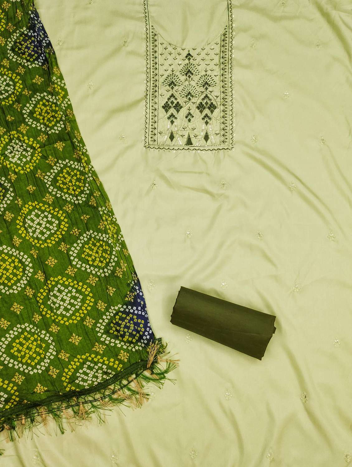 women solid with work embroidered unstitched suit set - 21980079 -  Standard Image - 1