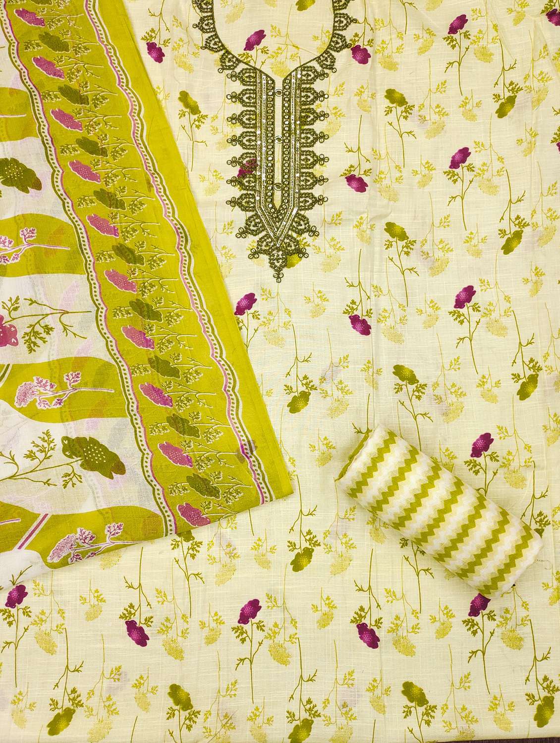 women floral embroidered unstitched suit set - 21980110 -  Standard Image - 1