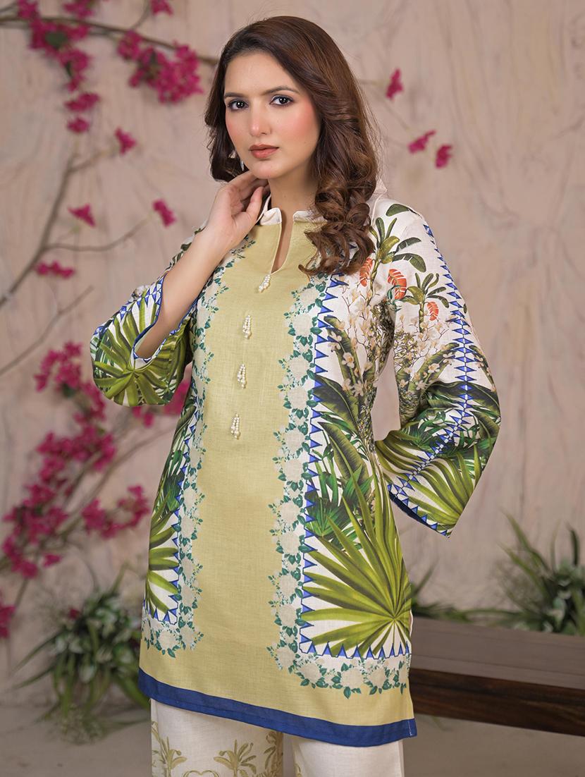 women printed three quarter sleeve ethnic co-ord set - 21980130 -  Standard Image - 1