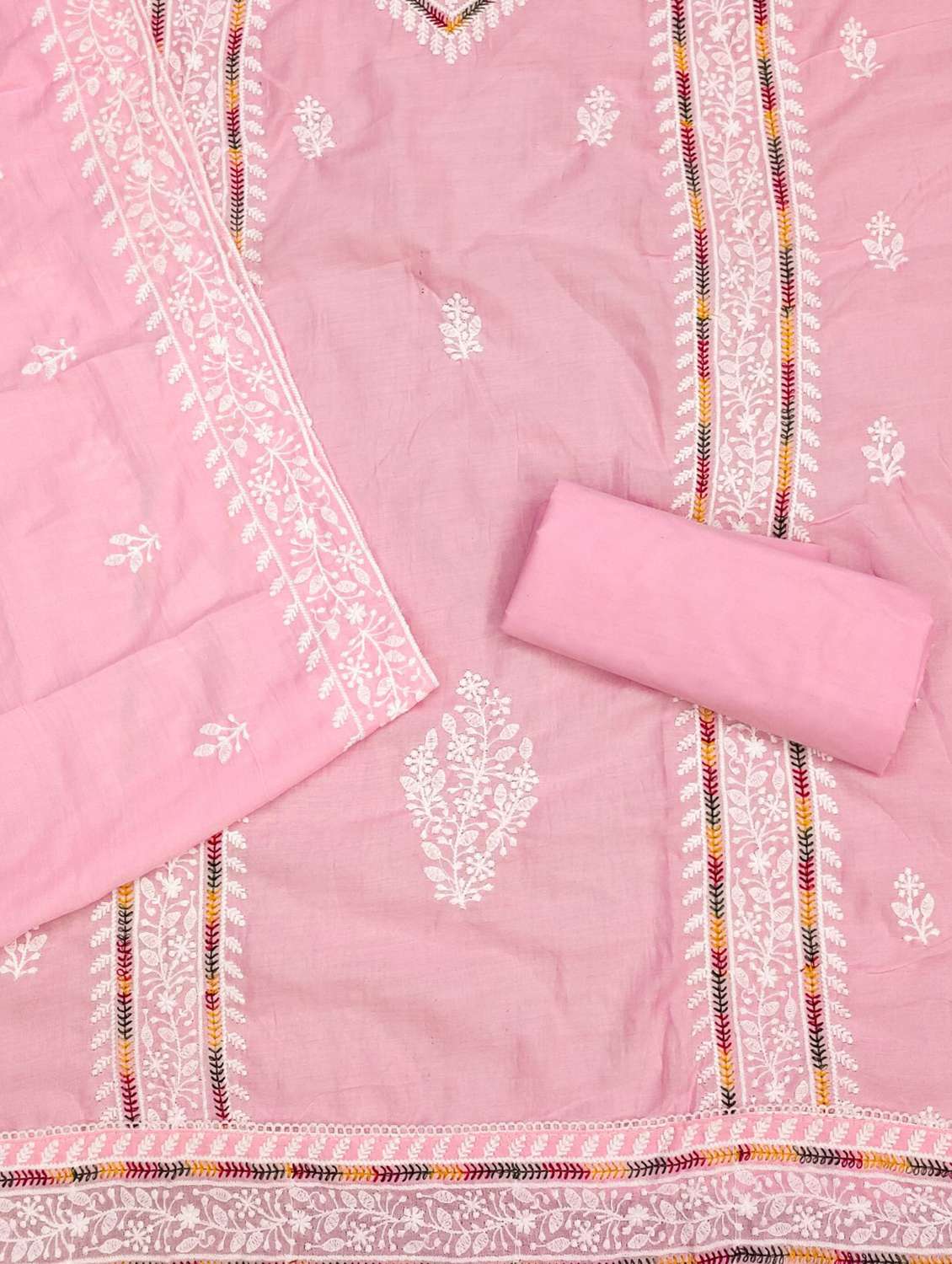 women solid with work embroidered unstitched suit set - 21980165 -  Standard Image - 1