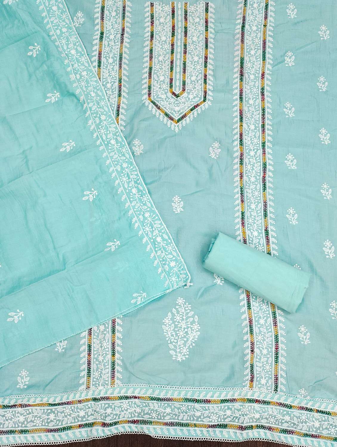 women solid with work embroidered unstitched suit set - 21980169 -  Standard Image - 1