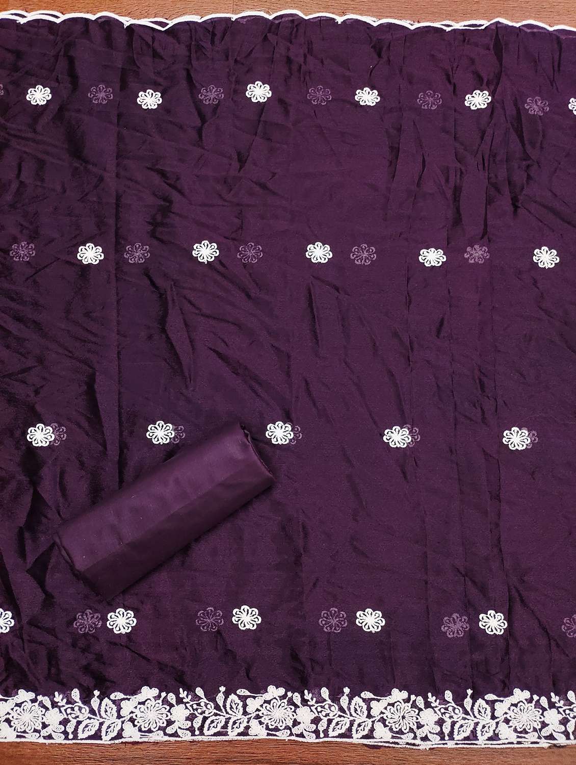 women solid with work embroidered unstitched suit set - 21980205 -  Standard Image - 1