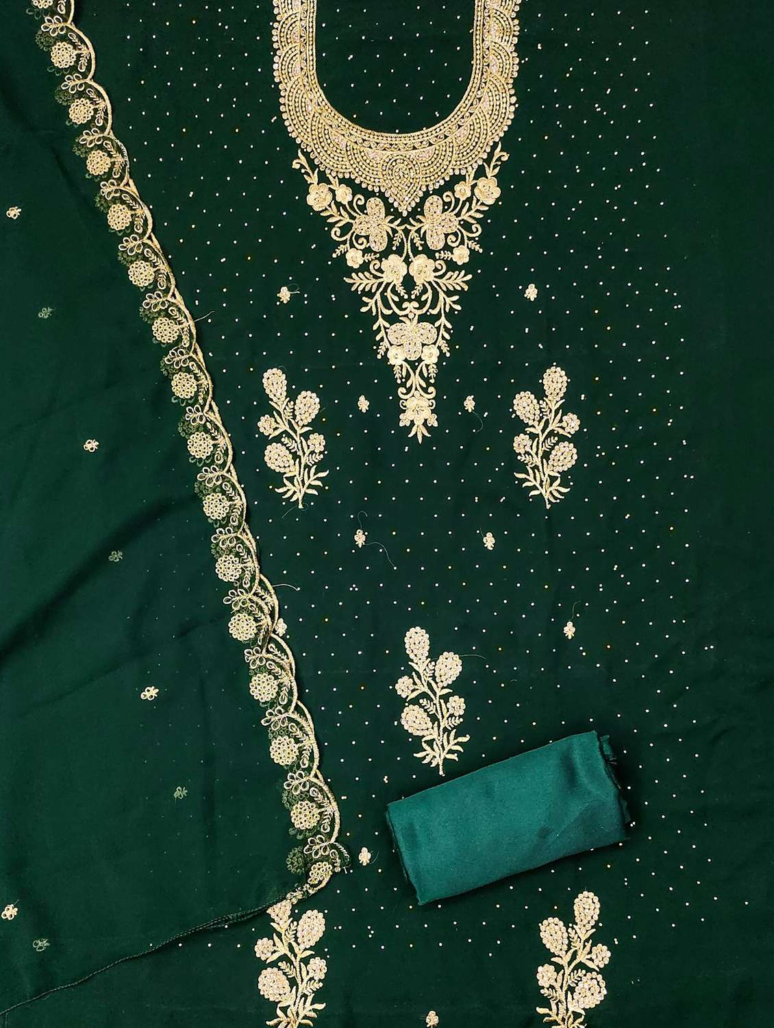 women solid with work embroidered unstitched suit set - 21980218 -  Standard Image - 1