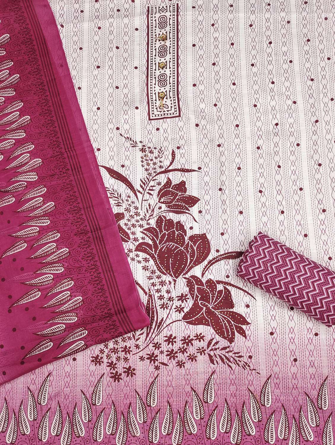 women printed embellishhed unstitched suit set - 21980226 -  Standard Image - 1