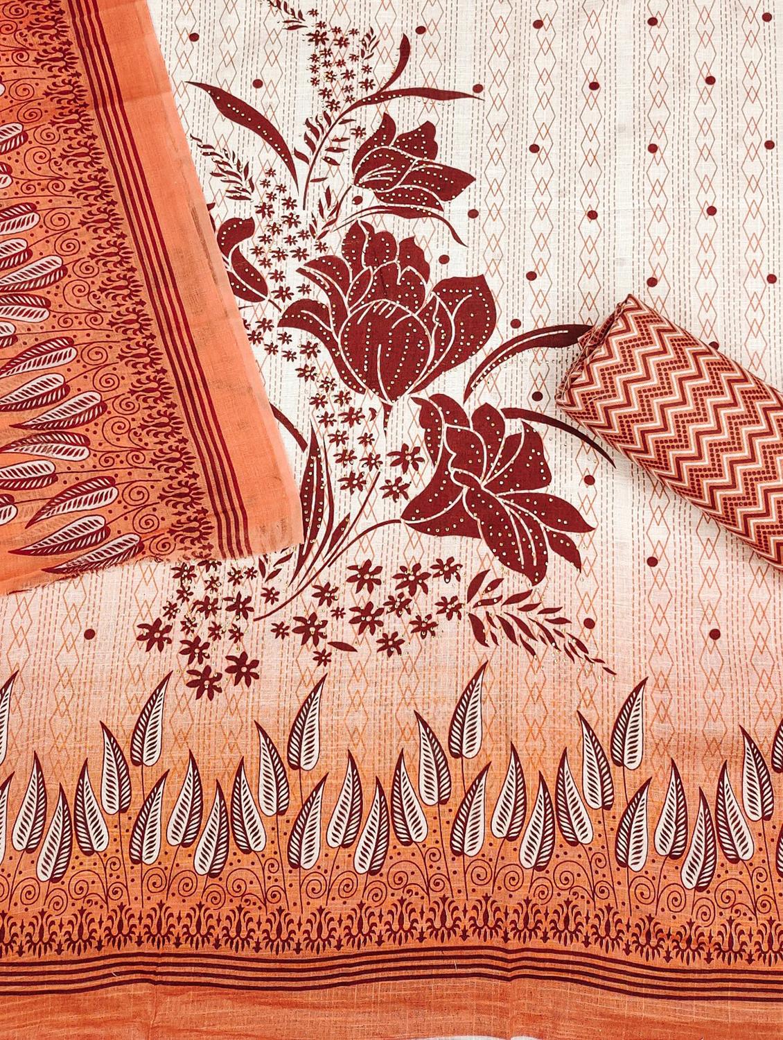 women printed embellishhed unstitched suit set - 21980228 - Standard Image - 1