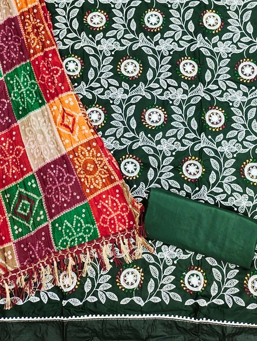 women solid with work embroidered unstitched suit set - 21980232 -  Standard Image - 1