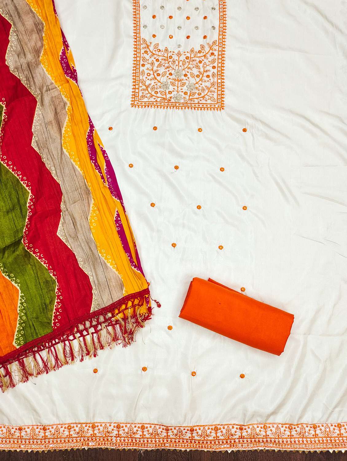 women solid with work embroidered unstitched suit set - 21980236 -  Standard Image - 1