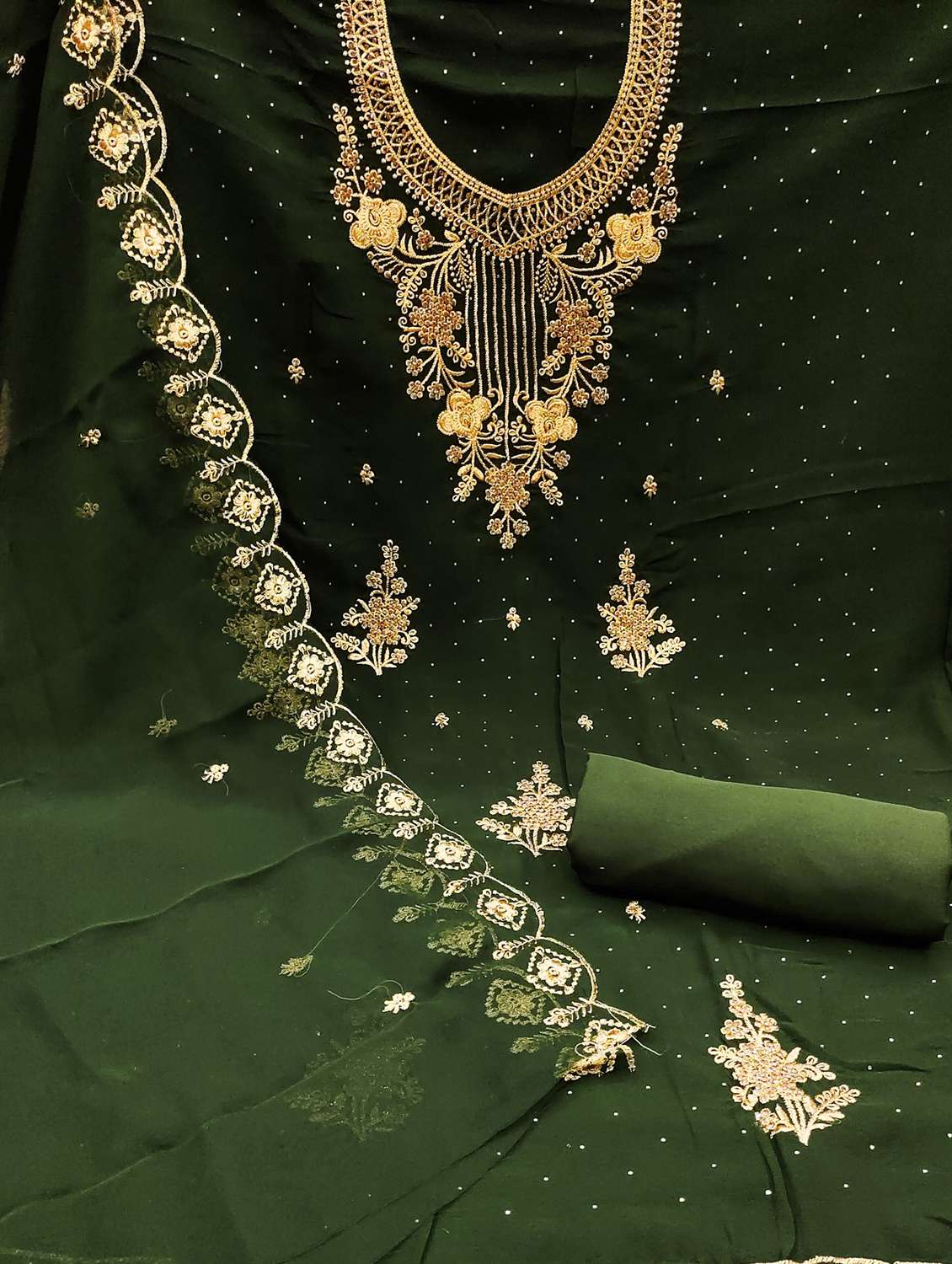 women solid with work embroidered unstitched suit set - 21980281 -  Standard Image - 1