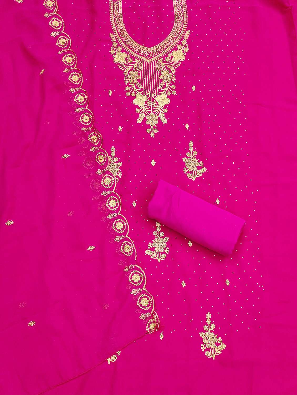 women solid with work embroidered unstitched suit set - 21980285 -  Standard Image - 1