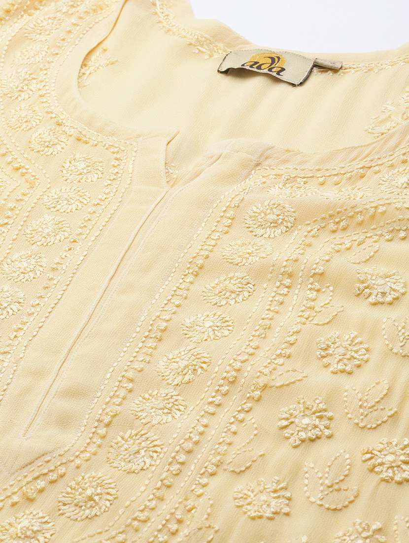 women chikankari long sleeve straight kurta - 21980291 -  Standard Image - 4