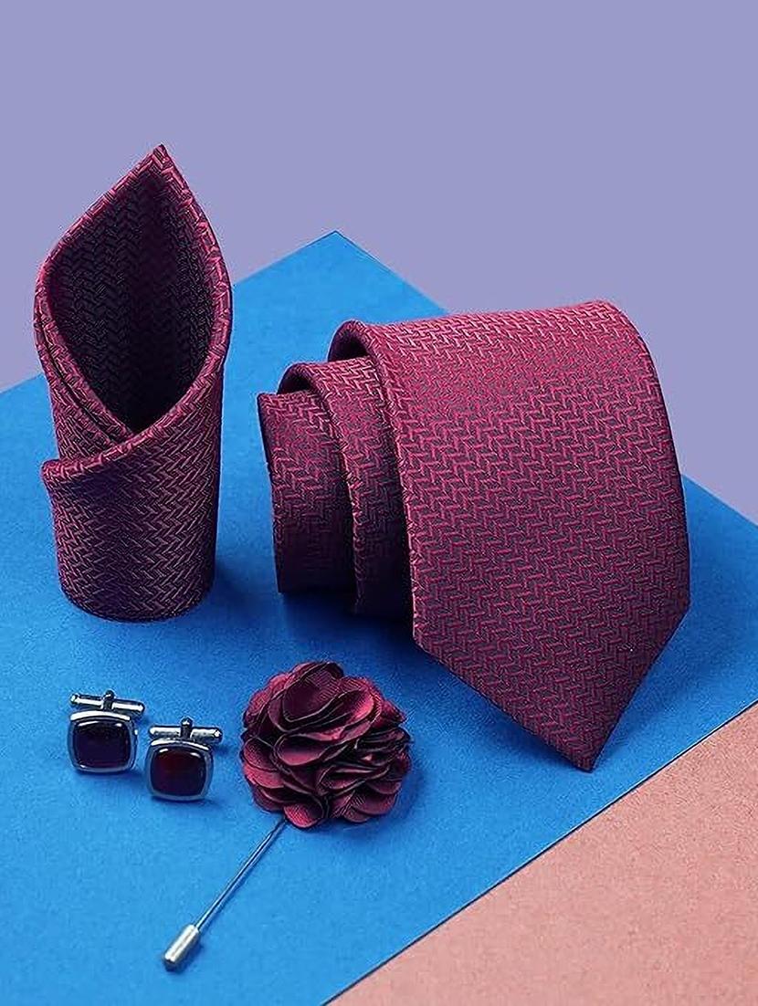 necktie gift set with pocket square cufflinks & brooch pin tie for men - 21980297 -  Zoom Image - 0