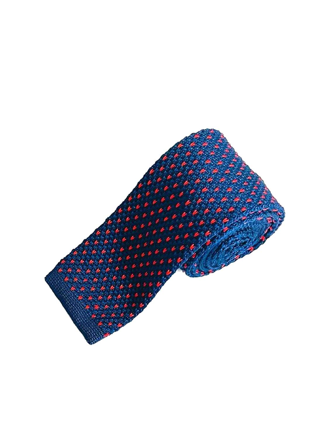 blue printed knitted polyester men tie