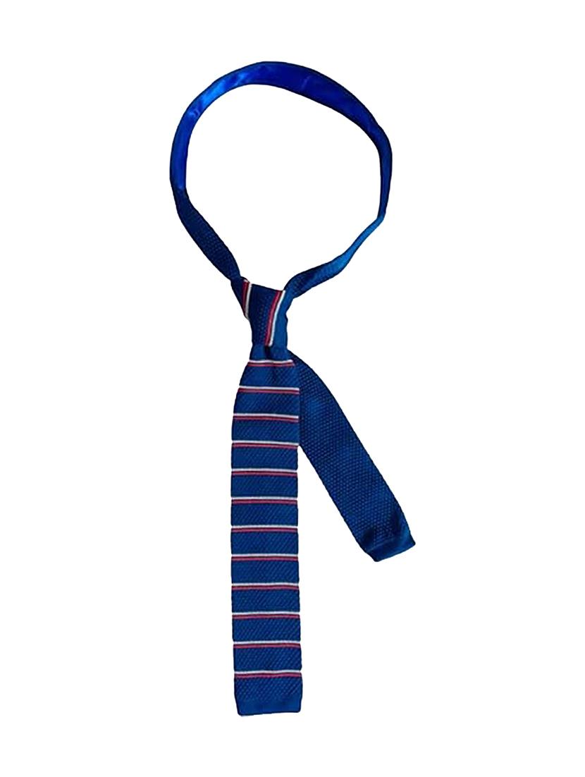 men blue self designed knitted tie - 21980319 - Standard Image - 1