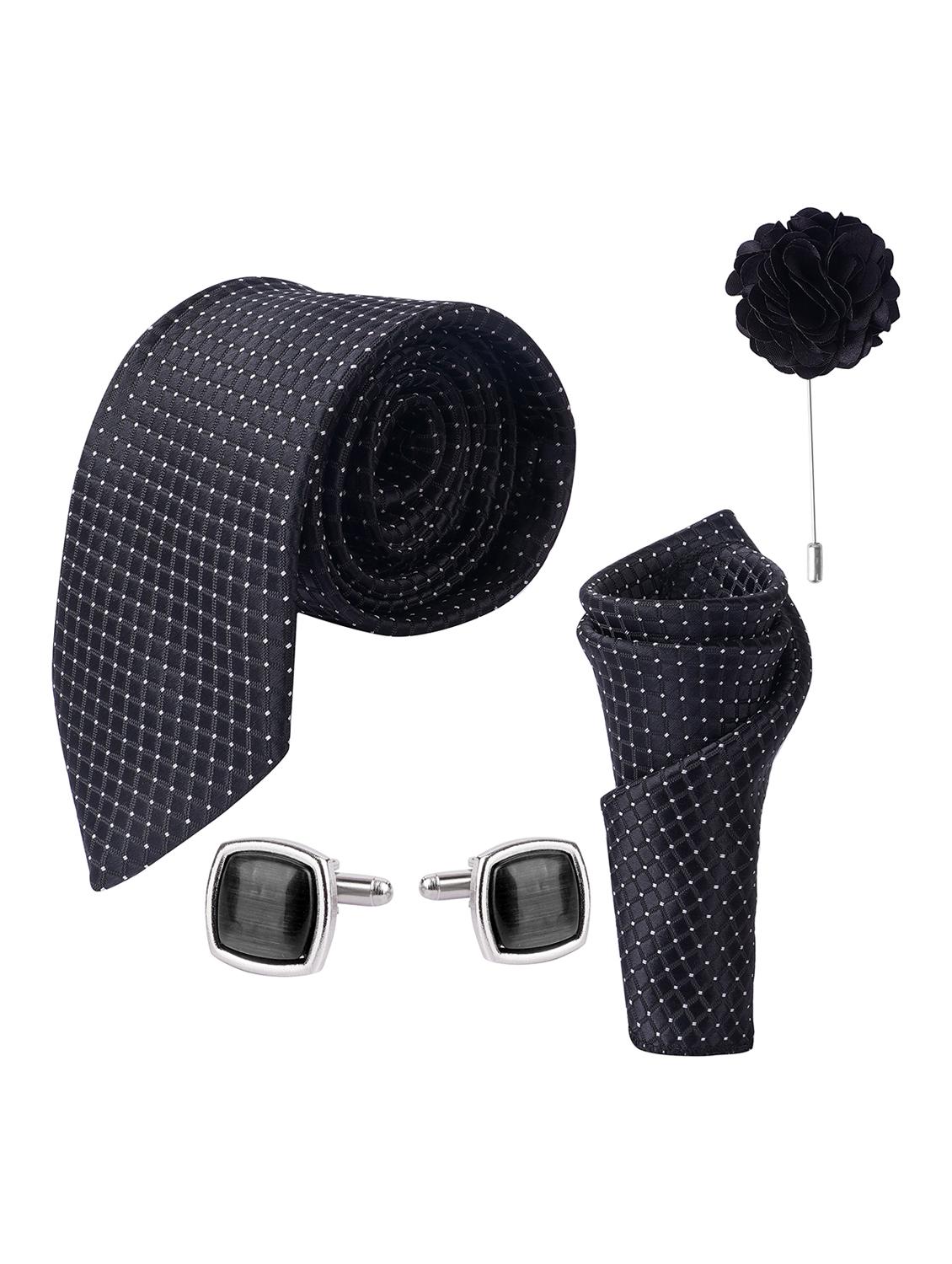 necktie gift set with pocket square cufflinks & brooch pin tie for men - 21980327 -  Zoom Image - 0