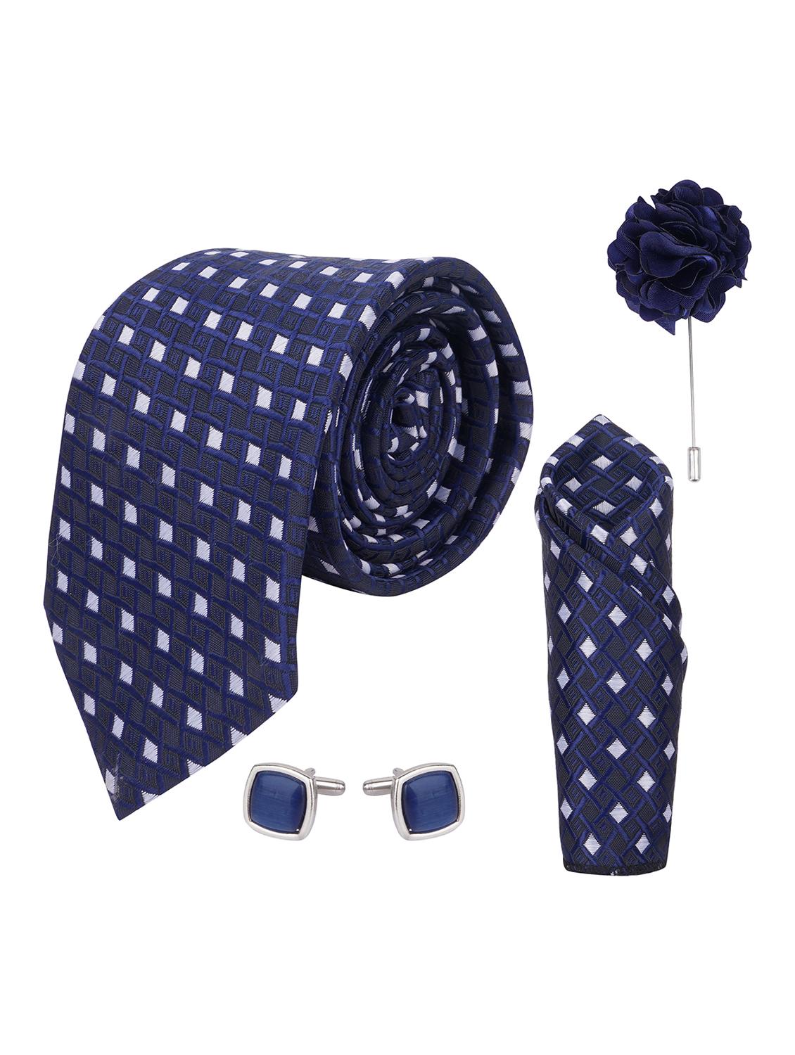 necktie gift set with pocket square cufflinks & brooch pin tie for men - 21980338 -  Zoom Image - 0