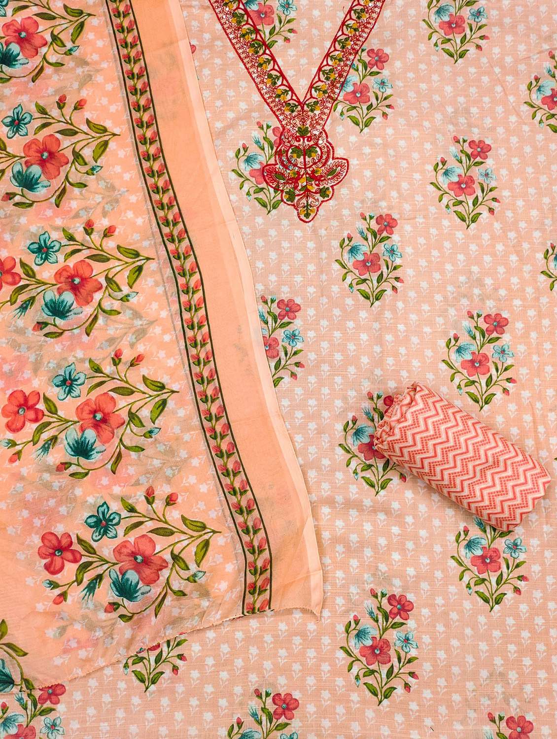 women floral embroidered unstitched suit set - 21980349 -  Standard Image - 1