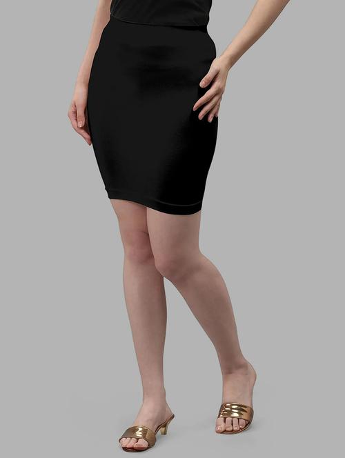 women black solid high rise bodycon skirt - 21980351 - Standard Image - 0