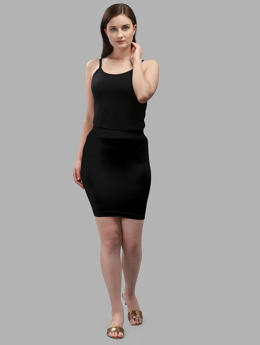 women black solid high rise bodycon skirt - 21980351 - Standard Image - 4
