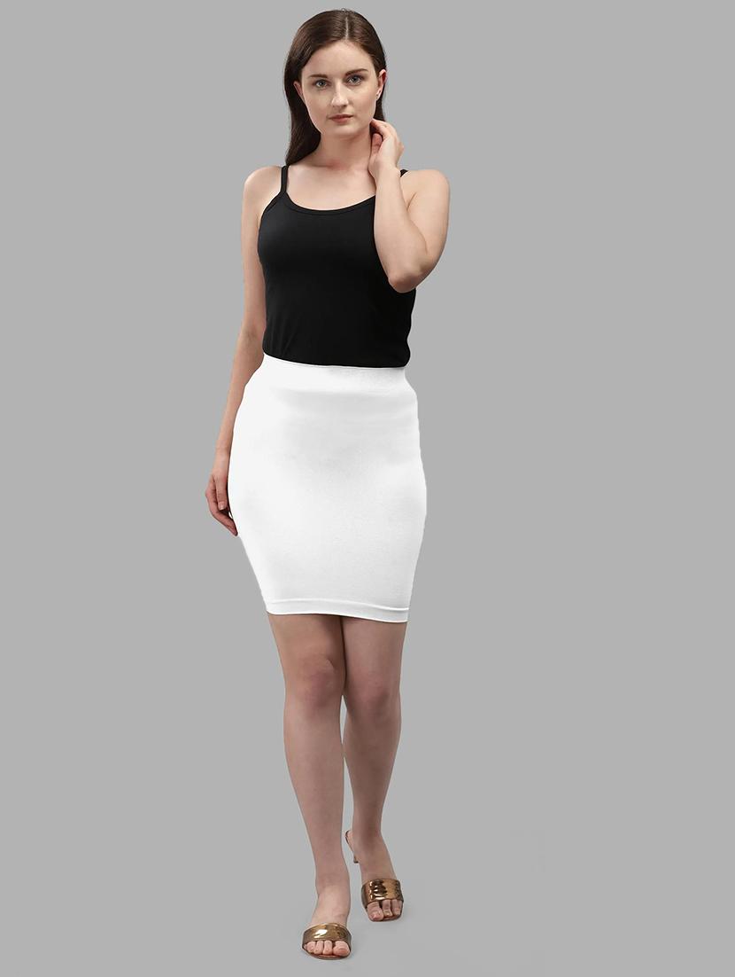 women white solid high rise bodycon skirt - 21980352 - Standard Image - 4