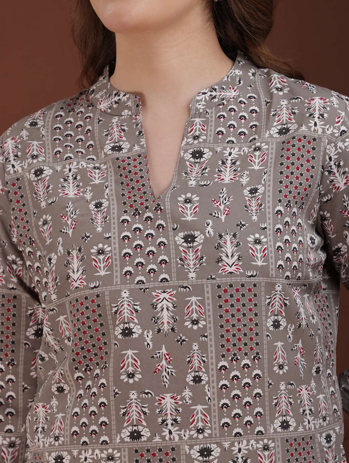 women printed three quarter sleeve straight kurti - 21980355 -  Standard Image - 4