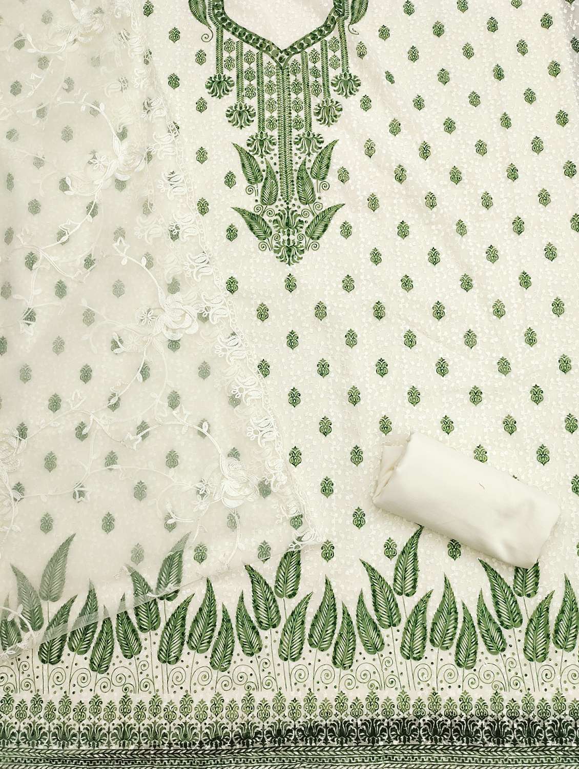 women printed embroidered unstitched suit set - 21980357 -  Standard Image - 1