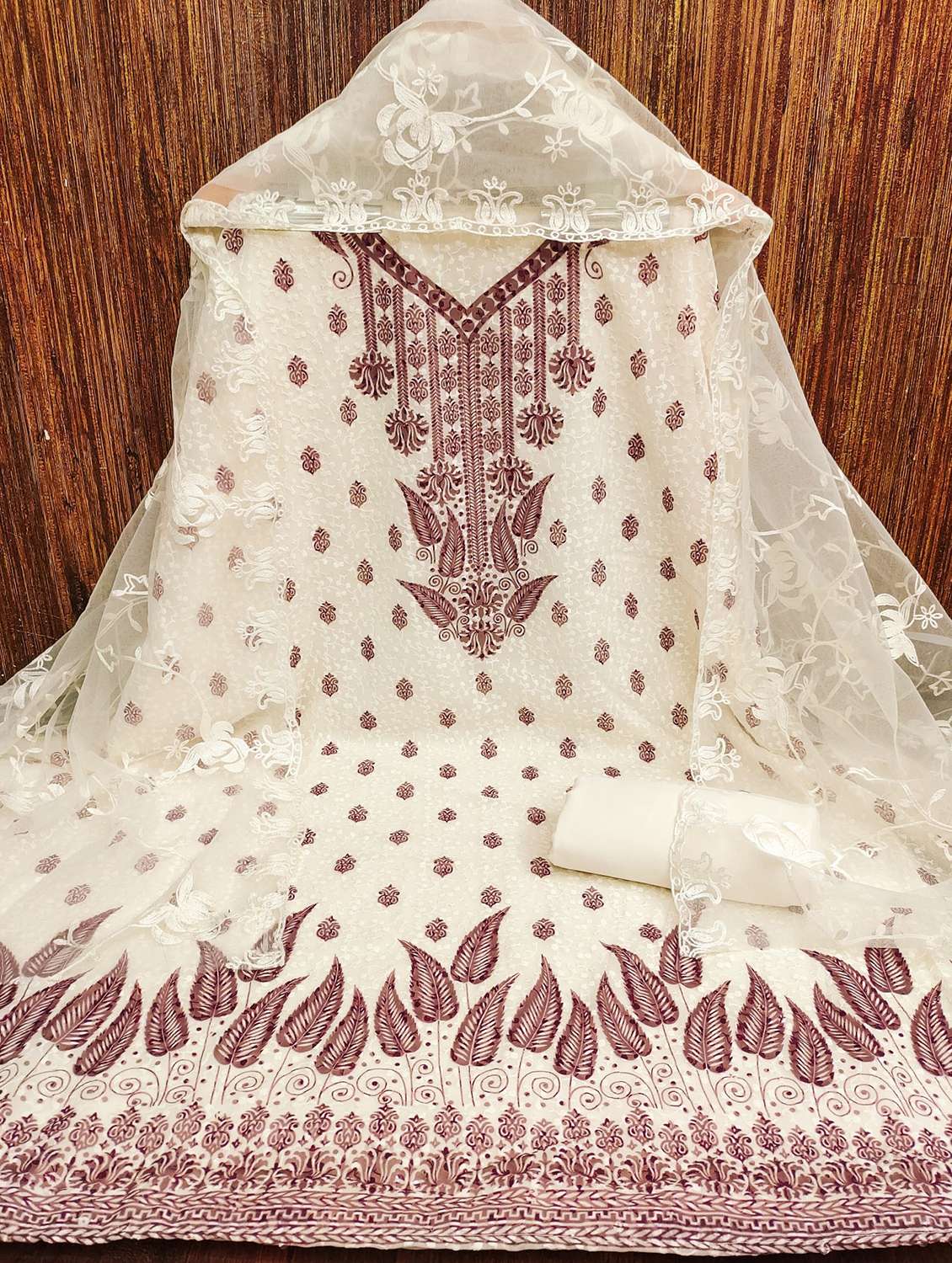 women printed embroidered unstitched suit set