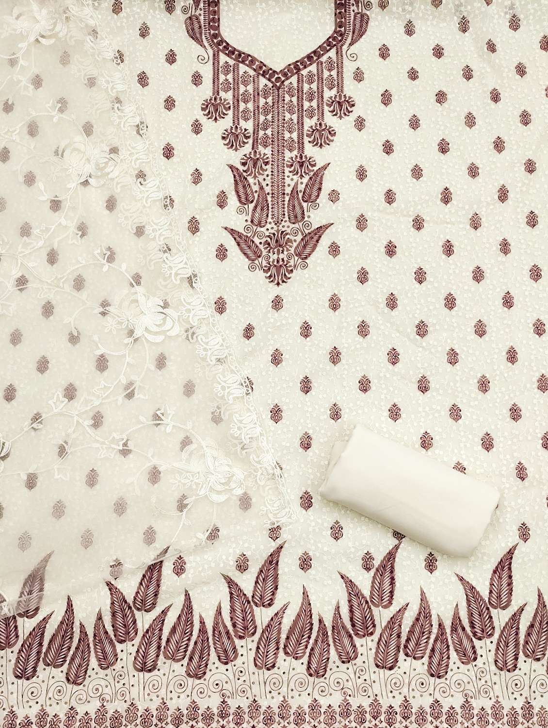 women printed embroidered unstitched suit set - 21980358 -  Standard Image - 1