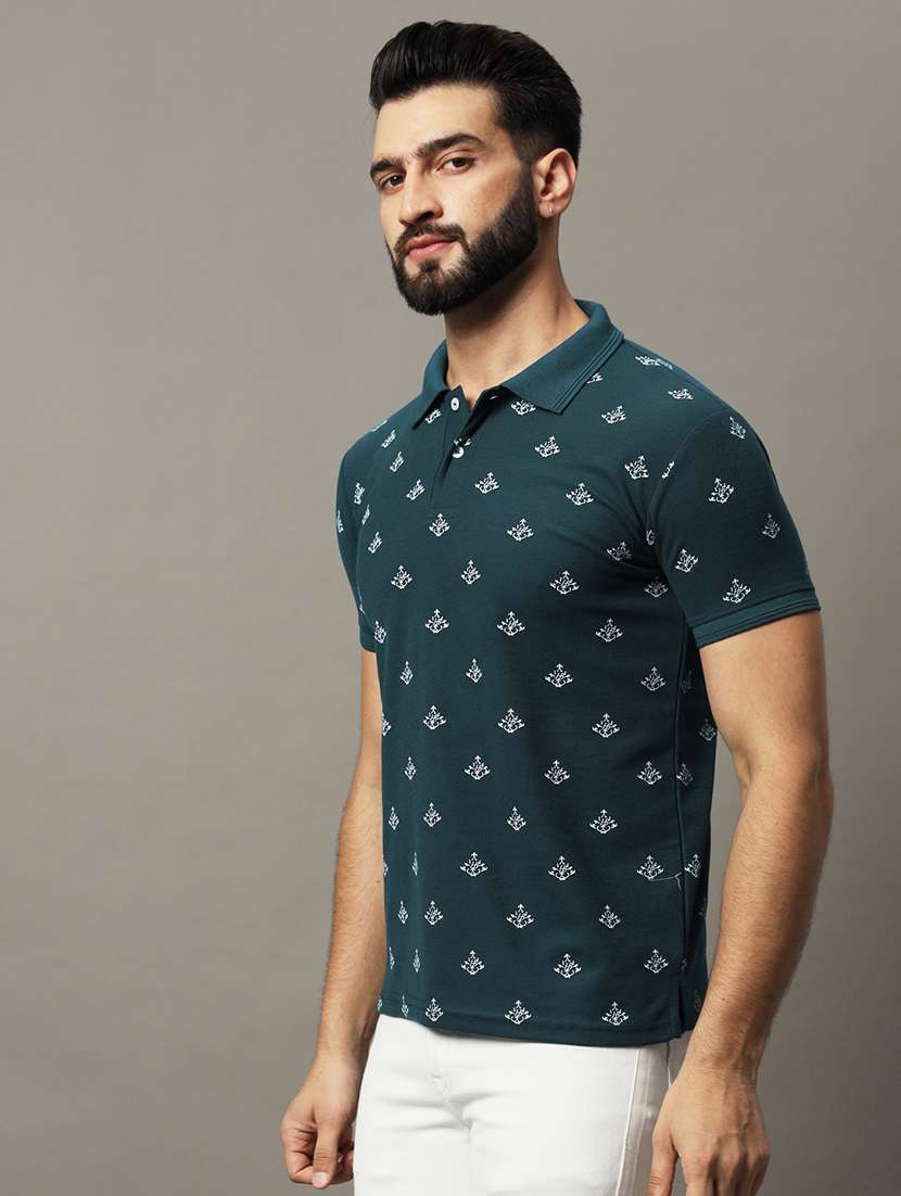 men printed short sleeve regular fit polo t-shirt - 21980362 -  Standard Image - 1