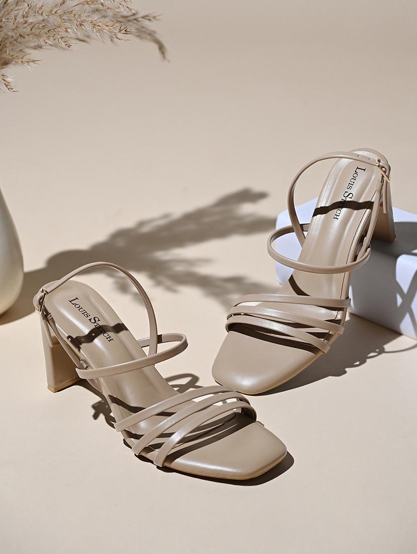 women beige strappy block heel sandal - 21980374 - Zoom Image - 0