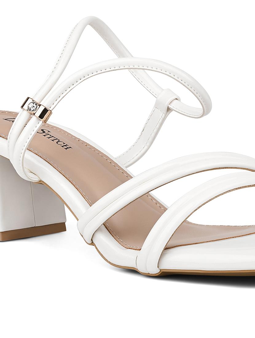 women white solid back strap block heels - 21980378 - Standard Image - 4