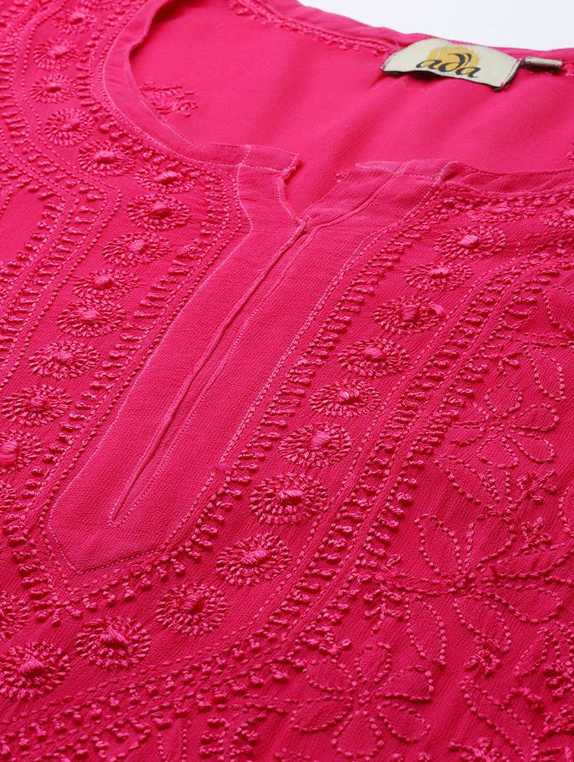 women chikankari long sleeve straight kurta - 21980382 -  Standard Image - 4