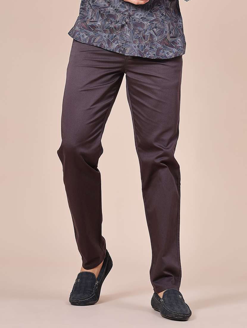 men solid mid rise casual chinos - 21980468 -  Standard Image - 1