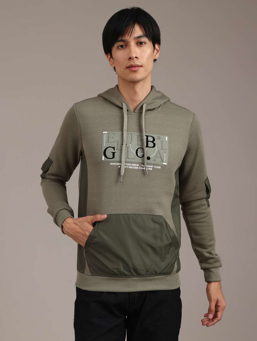 men printed long sleeve hooded sweatshirt - 21980509 -  Standard Image - 1